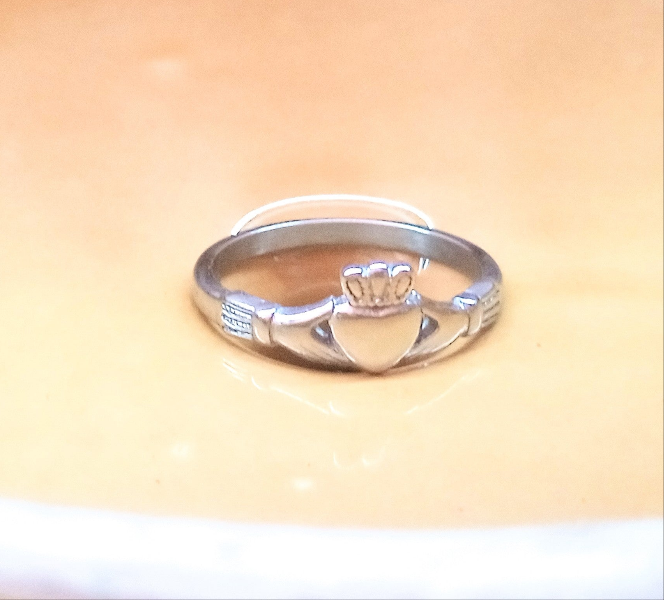 Stainless Steel Heart in Hands Ring