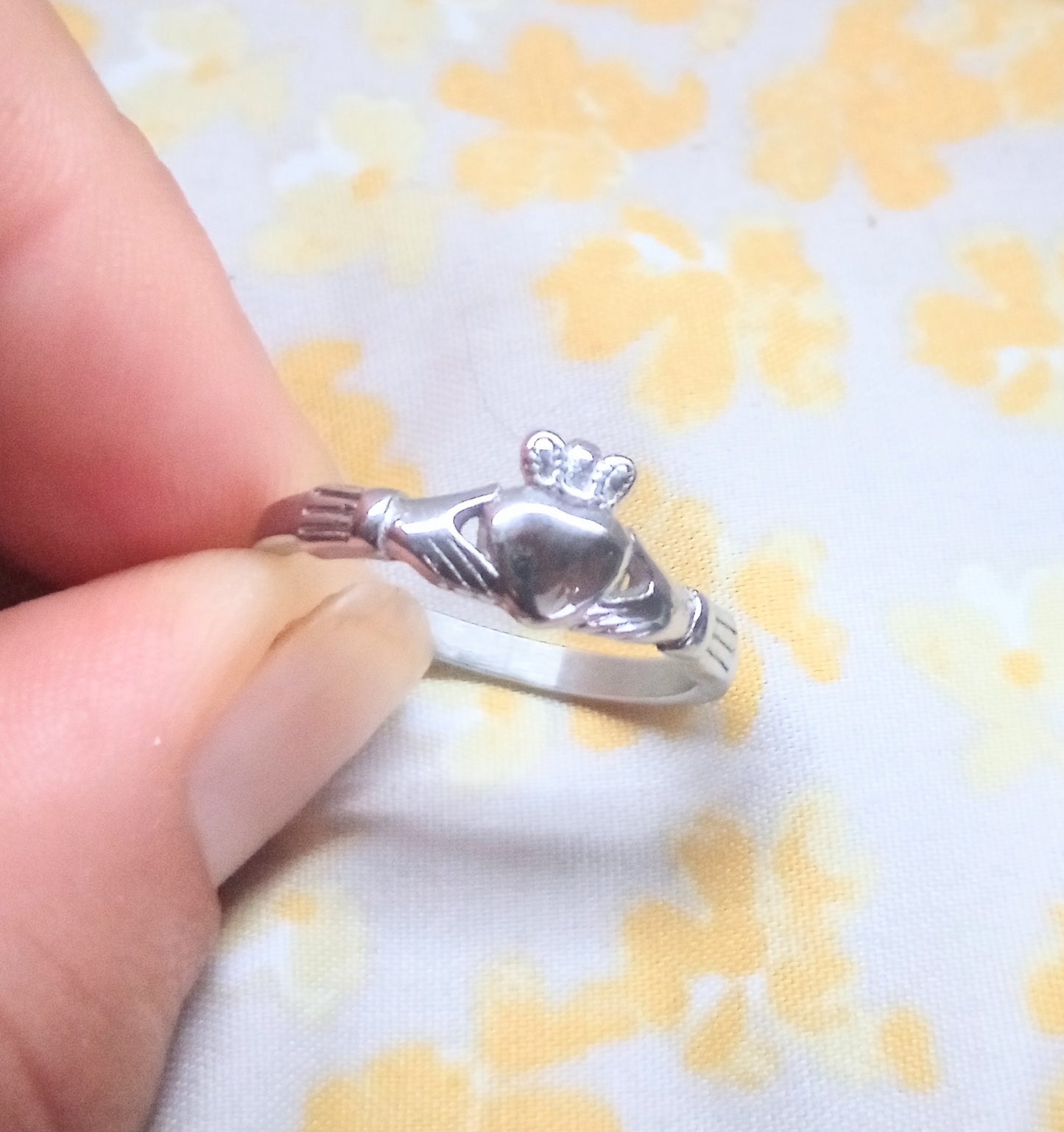 Stainless Steel Heart in Hands Ring